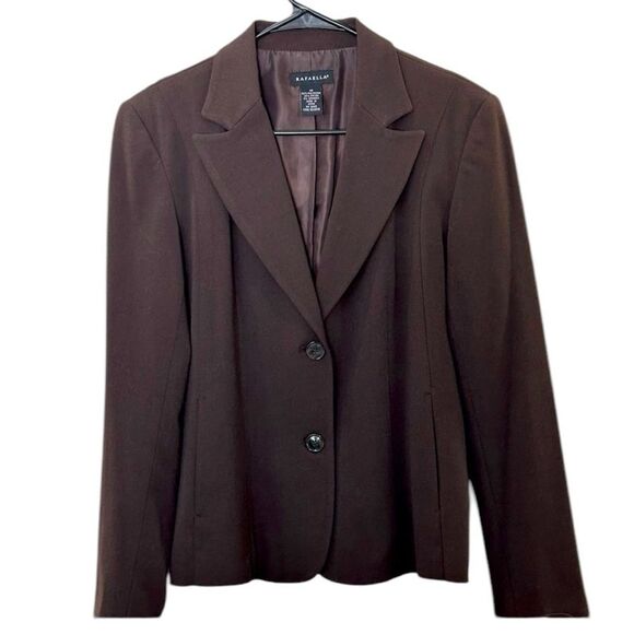Rafaella Women’s Brown 2 Button Blazer Jacket with Shoulder Pads Size 10 - Picture 1 of 8